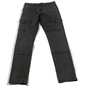 PRPS Mens Gray Savoy Indigo Cargo Pants Skinny Cotton Chino Grunge Sz 36x33